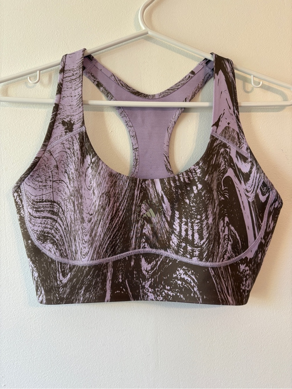 adidas Stella McCartney TruePurpose Sports Bra Purple Black Marble Print Small